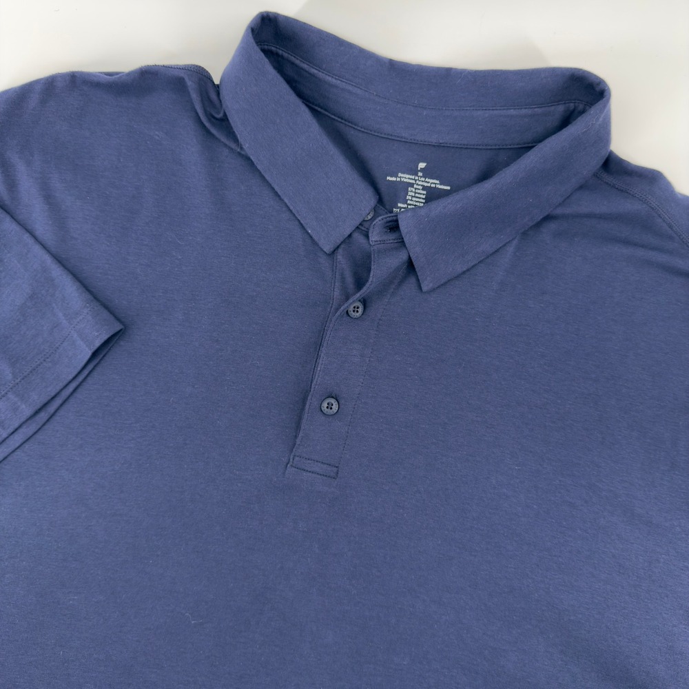 NEW Fabletics Mens Navy Blue Short Sleeve Polo Shirt Cotton Modal Stretch‎ 3X